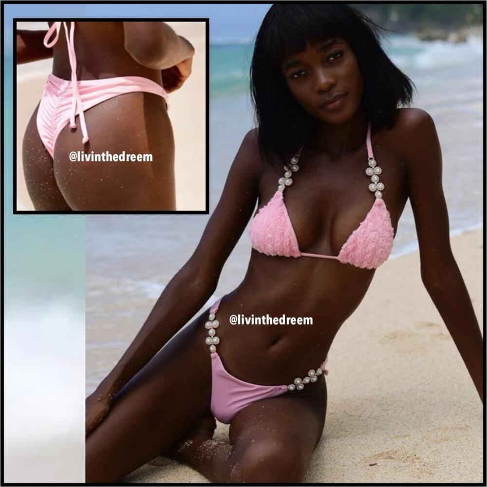 Bahimi Bellamy Pink Rosette Bikini M / XS Set $150